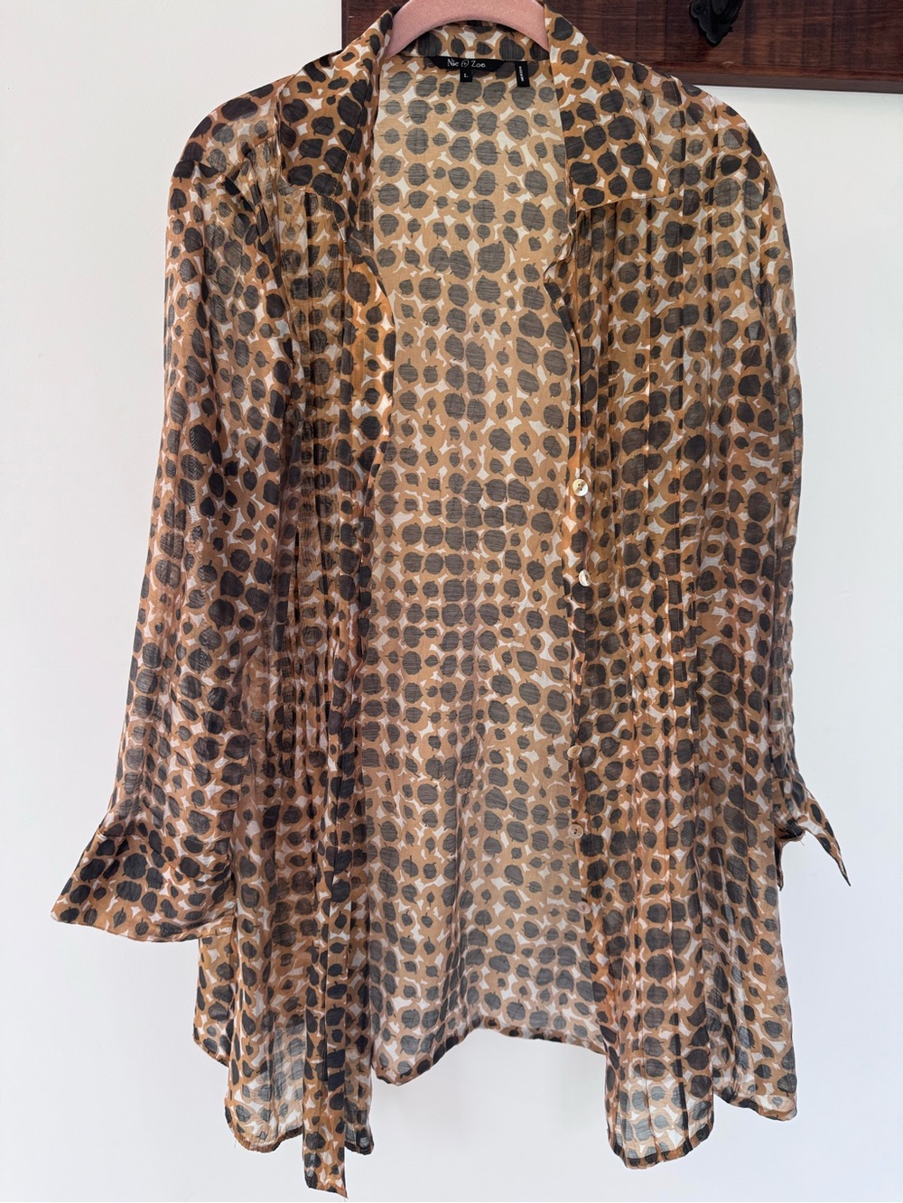 NIC+ZOE Sheer Button-Down Blouse Shirt